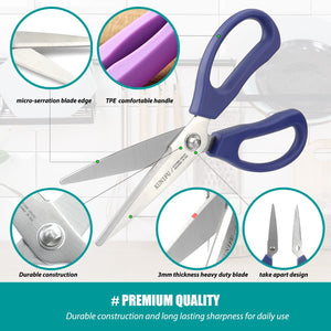 KUNIFU Kitchen Scissors All Purpose Heavy Duty BLUE